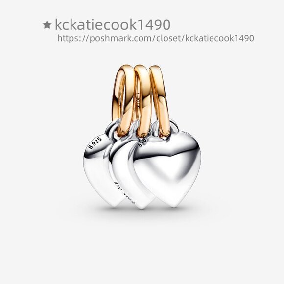 Pandora Two-tone Splittable Friendship Triple Dangle Charm - Picture 2 of 4